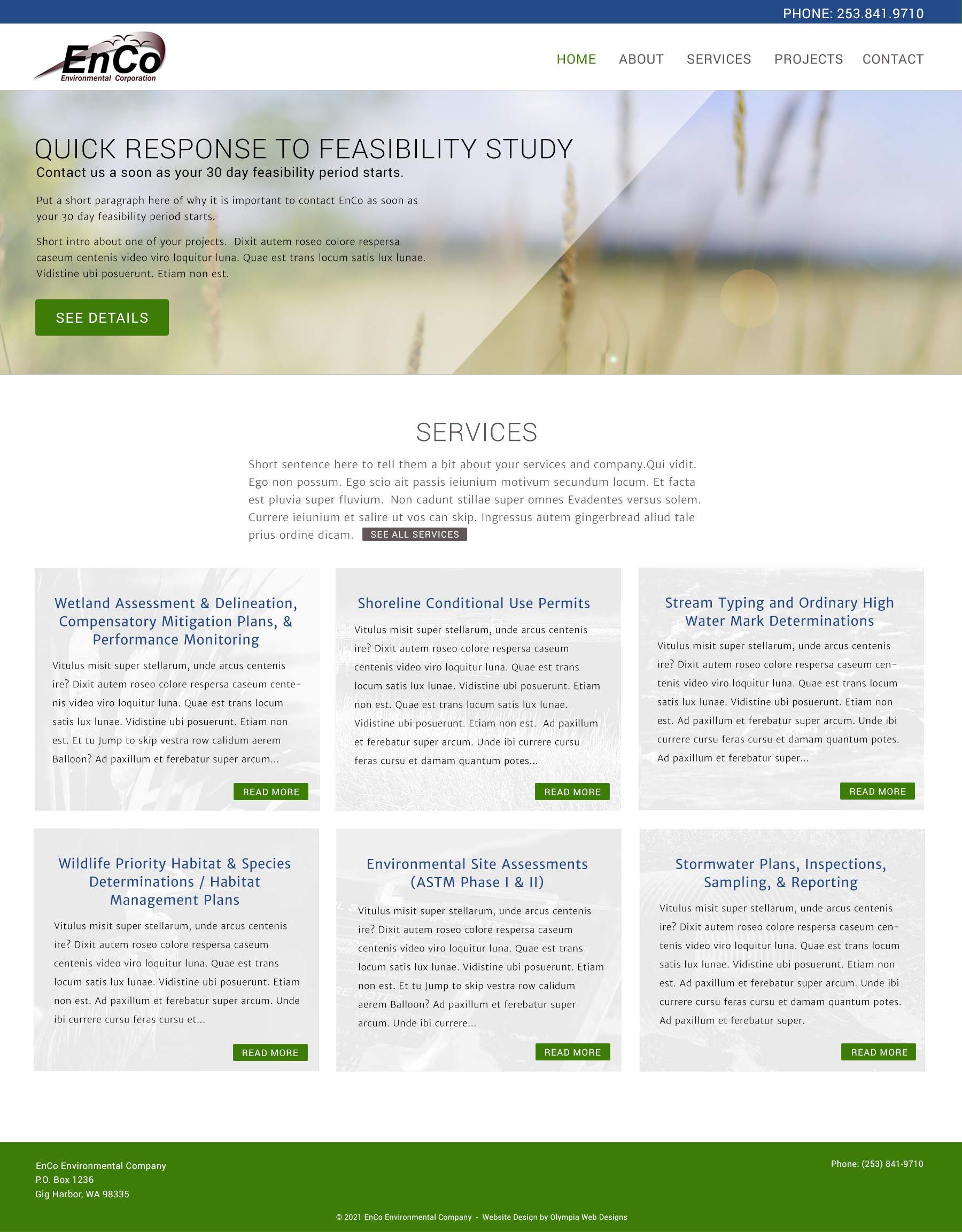 Enco Environmental Corporation - Home Page Design Mockup