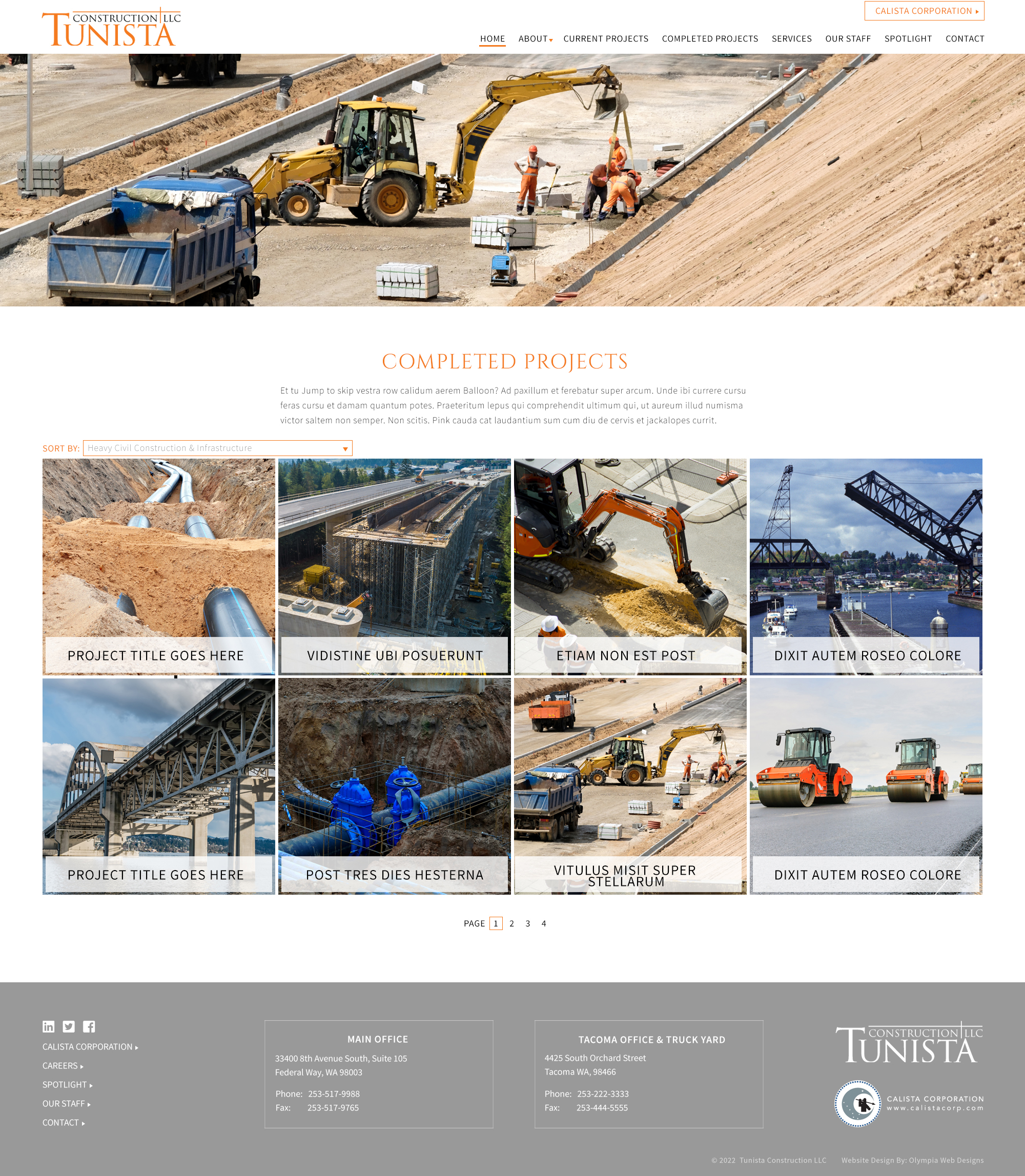 Tunista Construction LLC - Interior Page Design Mockup