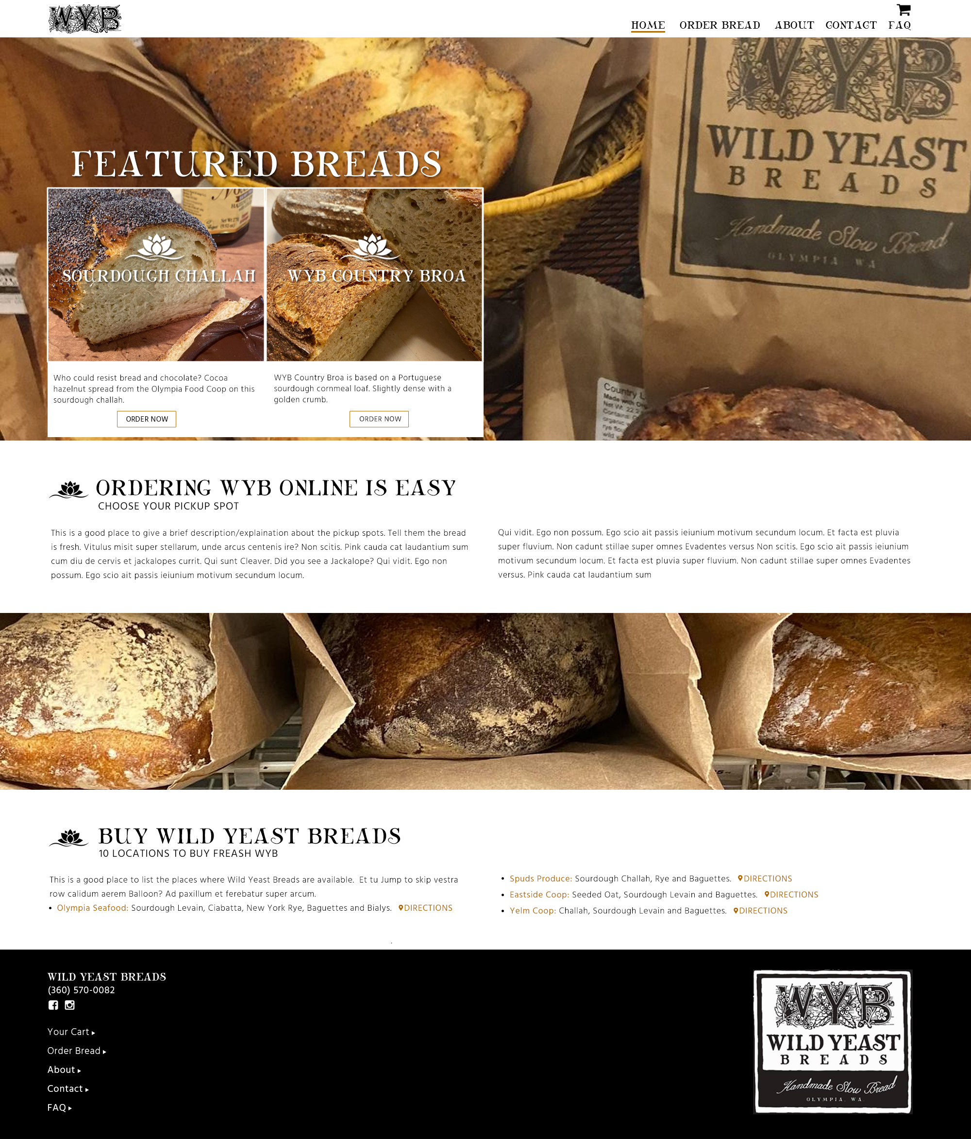 Wild Yeast Breads - Home Page Design Mockup